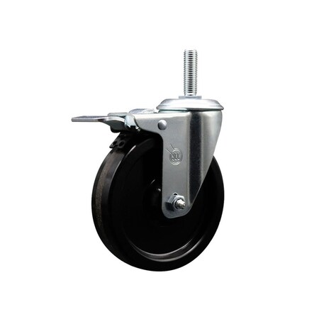 Service Caster 5 Inch Phenolic Wheel Swivel 34 Inch Threaded Stem Caster Total Lock Brake SCC SCC-TSTTL20S514-PHR-34212